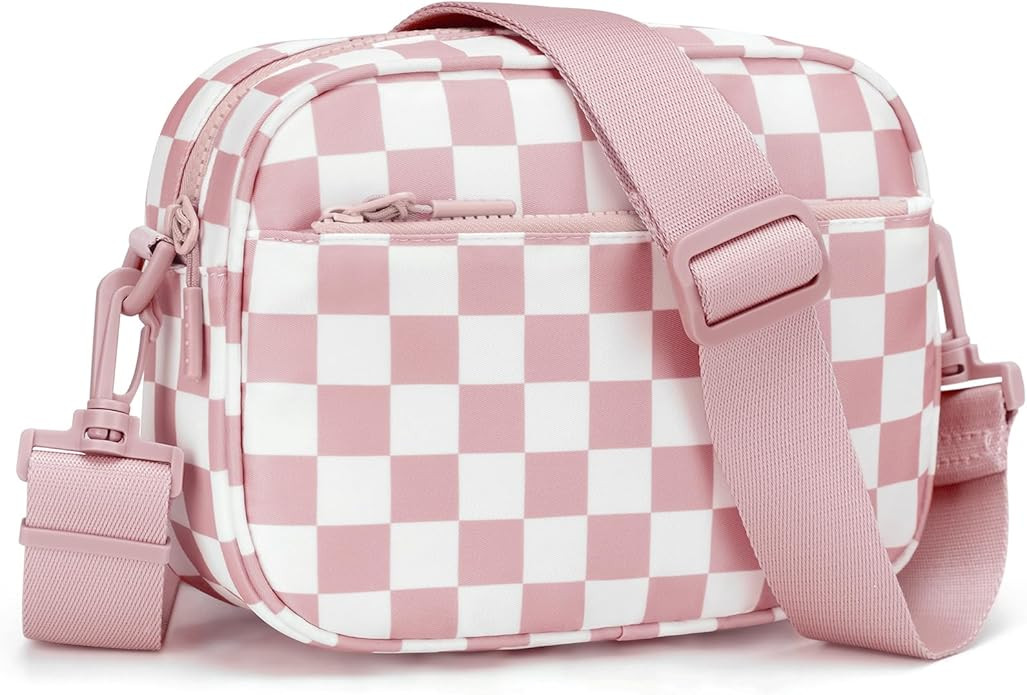 Small Checkered Crossbody Bag for Women Cute Purses Trendy Shoulder Handbags Wide Strap | Amazon (US)