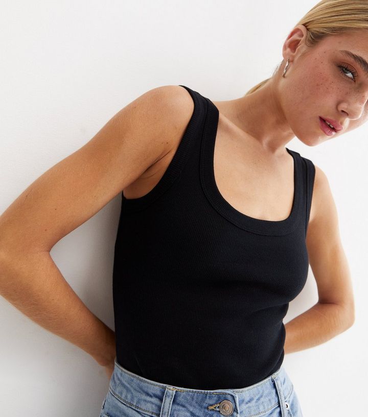Black Ribbed Scoop Neck Bodysuit
						
						Add to Saved Items
						Remove from Saved Items | New Look (UK)