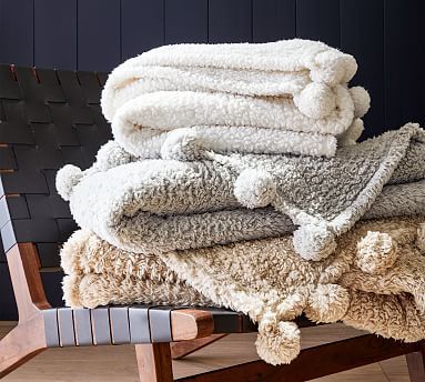 Cozy Pom Pom Sherpa Throws | Pottery Barn (US)