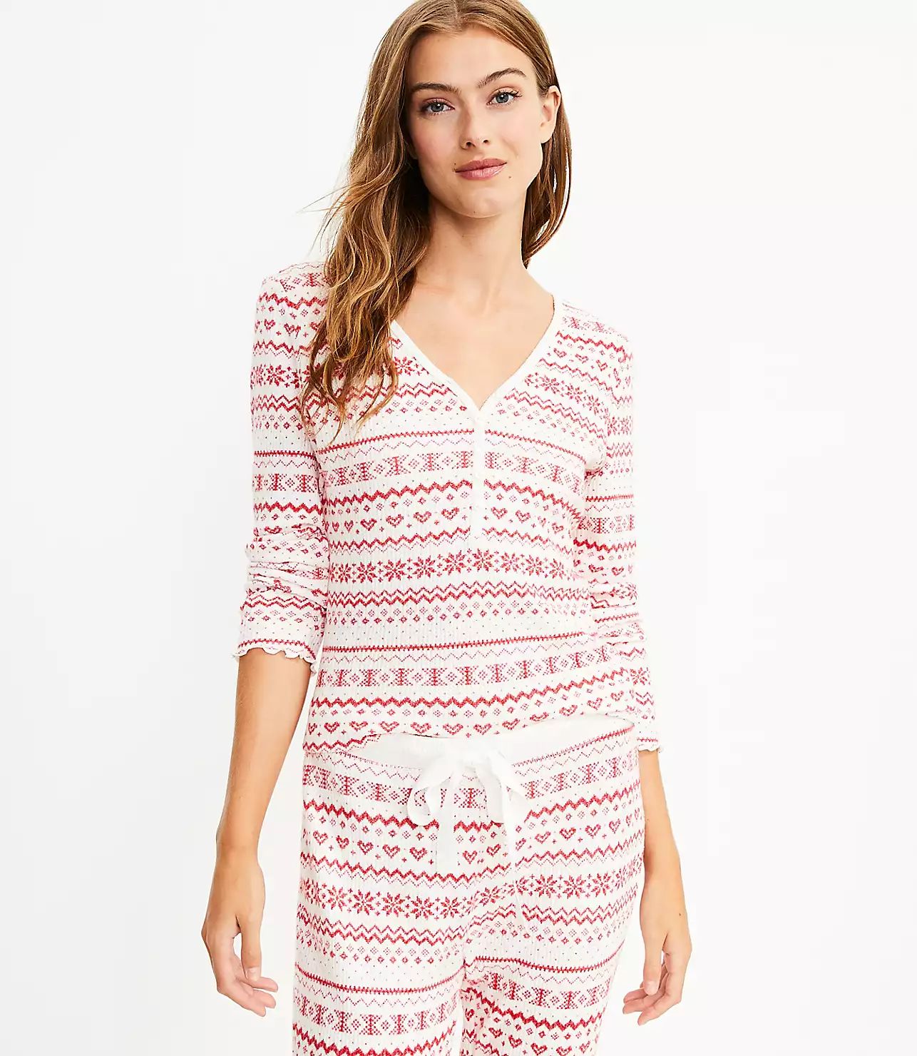 Fair Isle Henley Pajama Top | LOFT