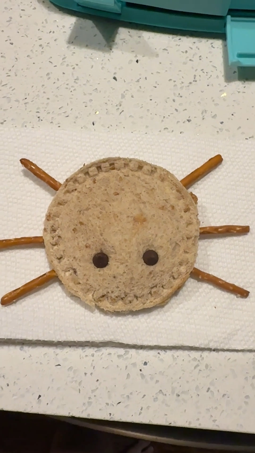 At home uncrustables for school lunch today. Added chocolate chip eyes and pretzel legs. #lunch 

#LTKFamily #LTKHome #LTKKids