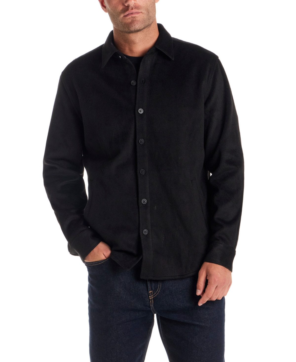 Vintage & Black Men's Long Sleeve Shirt Jacket - Black | Macy's