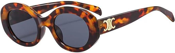 Oval Trendy Retro Sunglasses For Women Men Fashion Sun Glasses | Amazon (US)