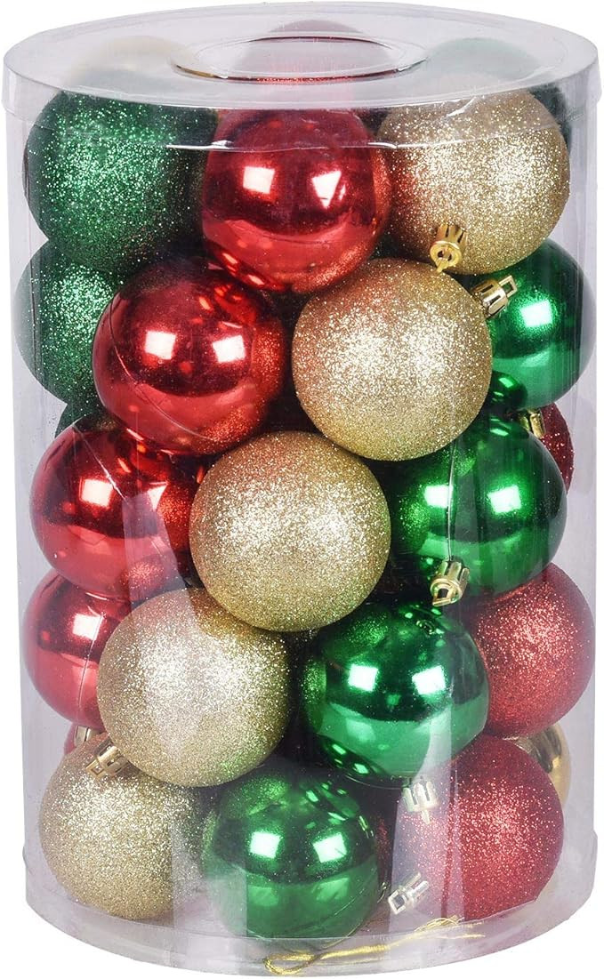30ct Christmas Ball Ornaments, 2.36" Shatterproof Christmas Tree Decorations, Perfect Hanging Bal... | Amazon (US)