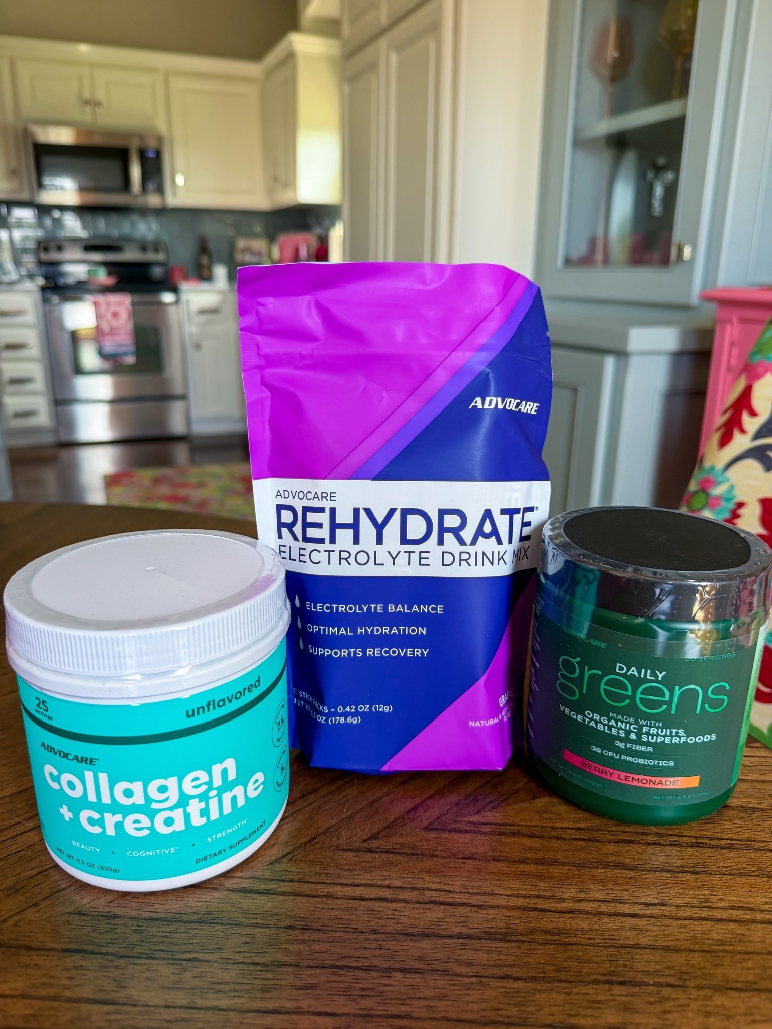 My monthly mini haul from AdvoCare! Rehydrate is always a must. I added in the collagen + creatine just a few months ago. First time trying the greens! Berry lemonade flavor!

#LTKdayinmylife #LTKselfcare #LTKActive