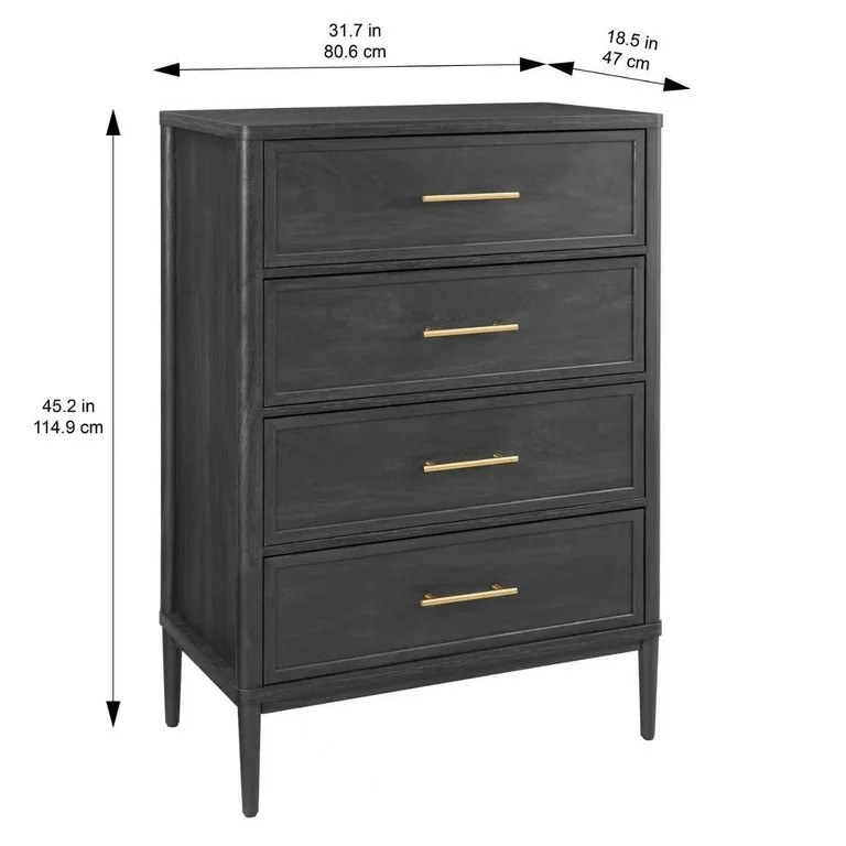 Better Homes & Gardens Oaklee 4-Drawer Dresser, Charcoal Finish | Walmart (US)