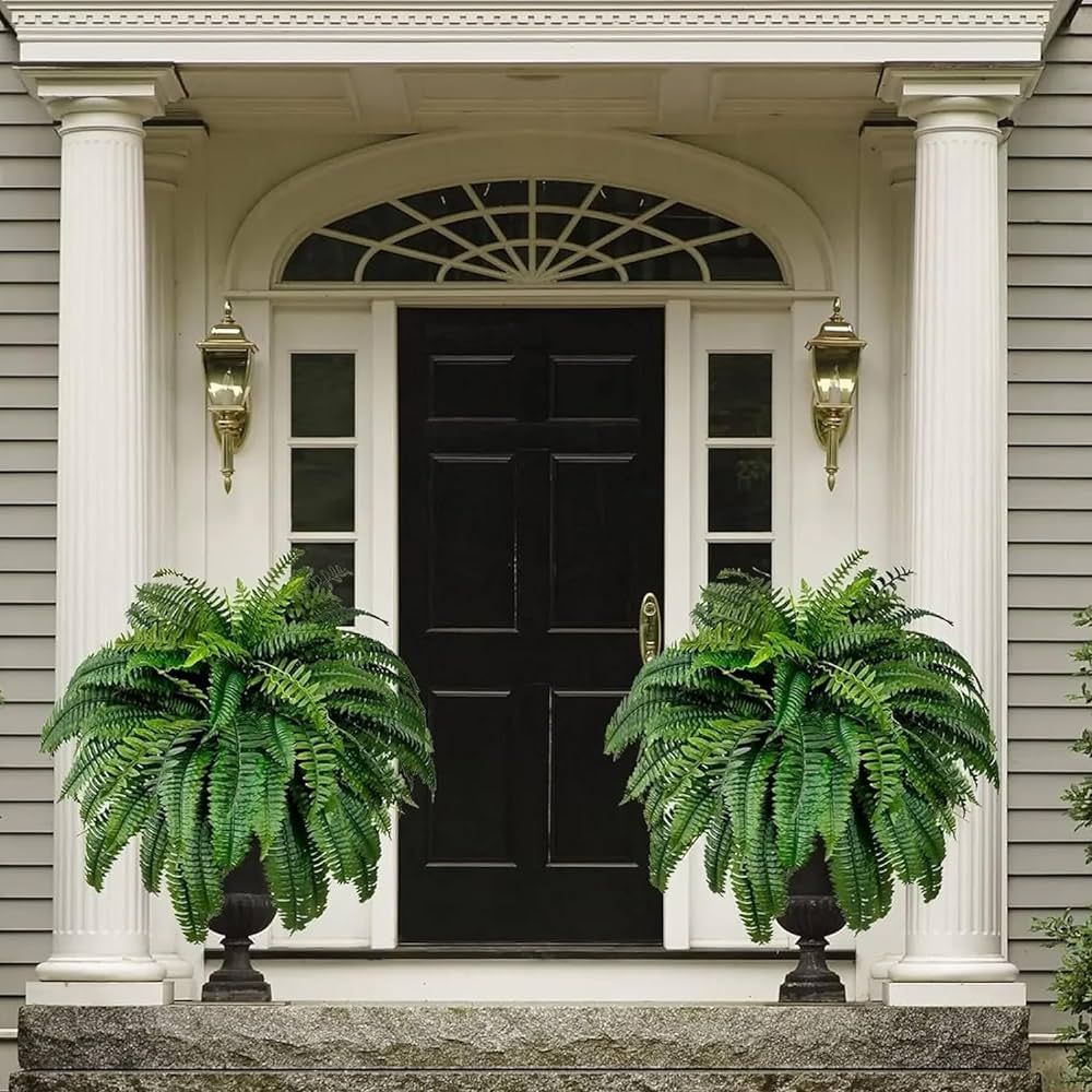 CUJMH 2Pcs Artificial Ferns for Outdoors,24" Large Ferns Artificial Plants,Artificial Plants Outd... | Amazon (US)