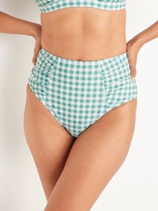 High-Waisted Ruched Bikini Swim Bottoms for Women | Old Navy (US)