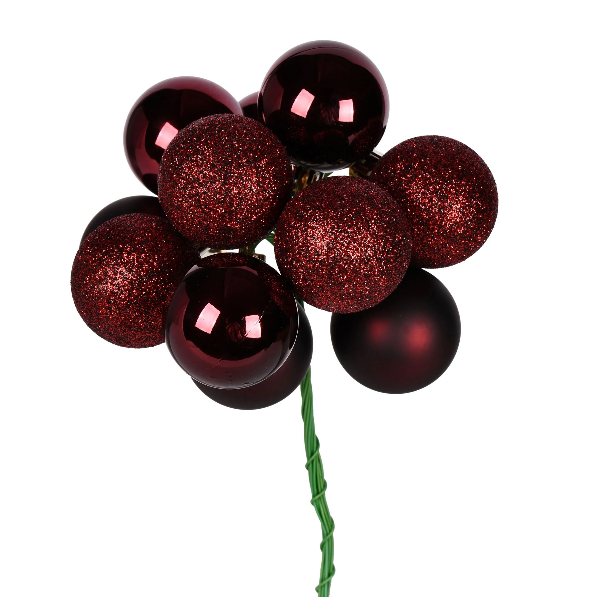 Vickerman 12" Burgundy Ball Ornament Christmas Pick, 4 per set | Walmart (US)