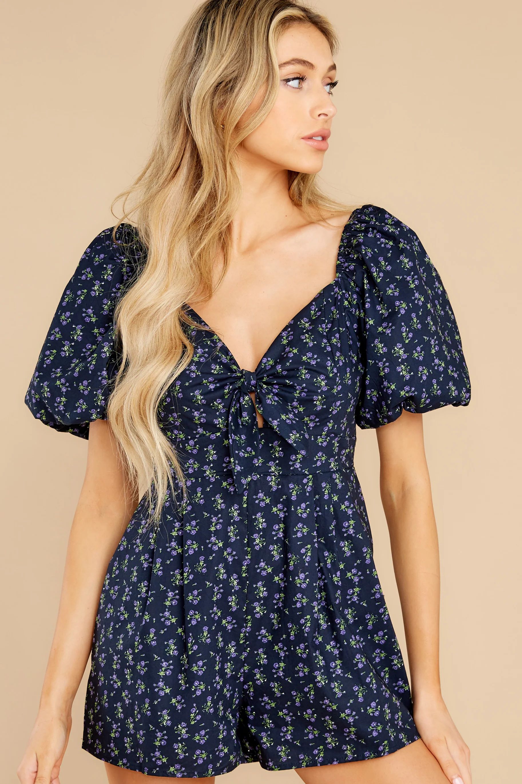 Anything But Ordinary Navy Floral Print Romper | Red Dress 