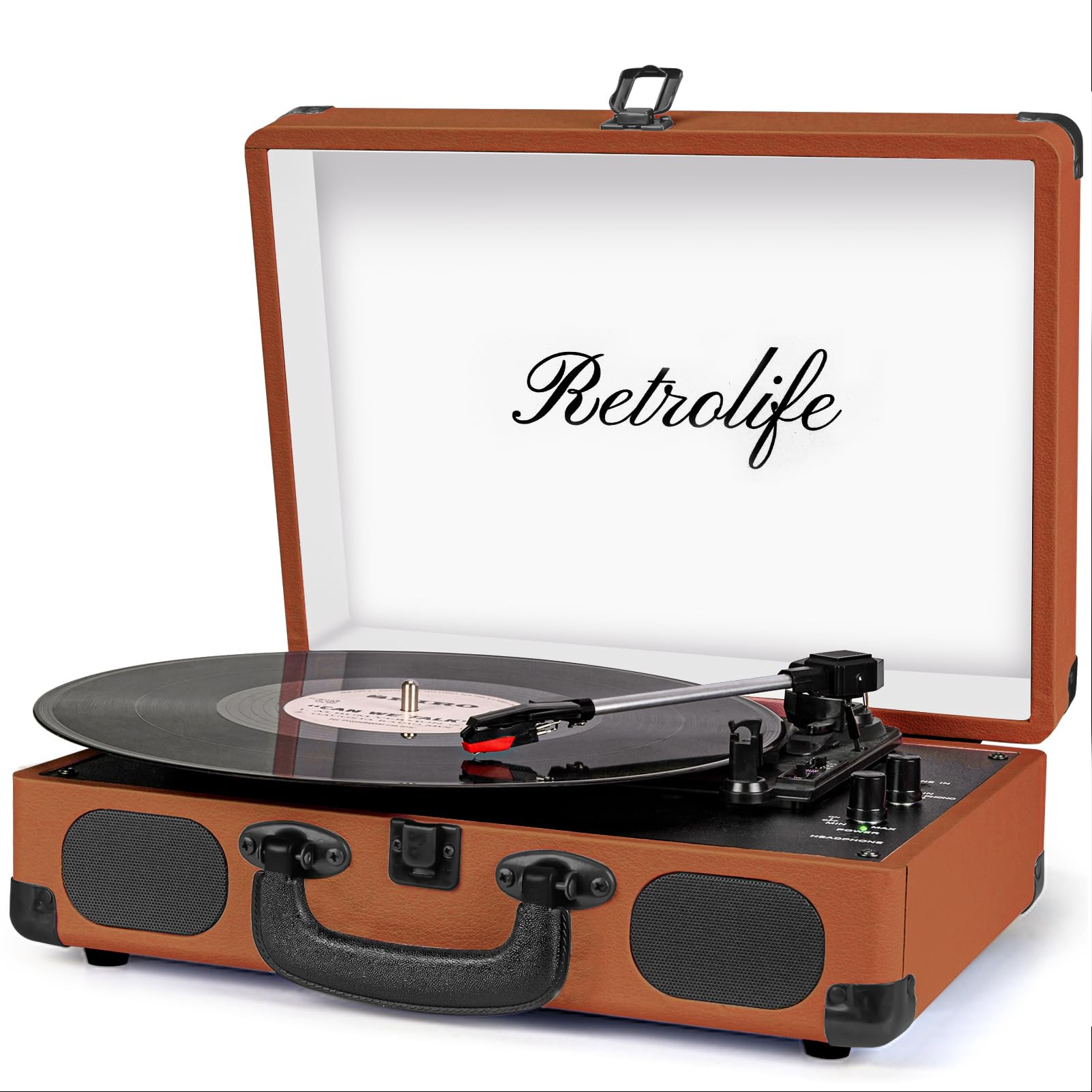 Vinyl Record Player 3-Speed Bluetooth Suitcase Portable Belt-Driven Record Player with Built-in S... | Amazon (US)