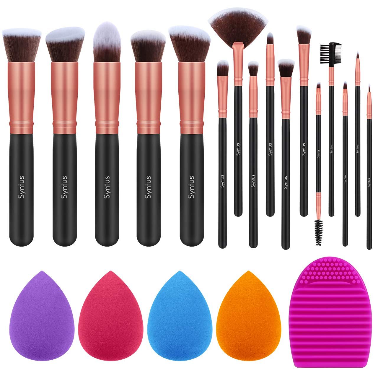 Syntus Makeup Brush Set 16 Makeup Brushes & 4 Blender Sponges & 1 Cleaning Pad Premium Synthetic ... | Amazon (US)