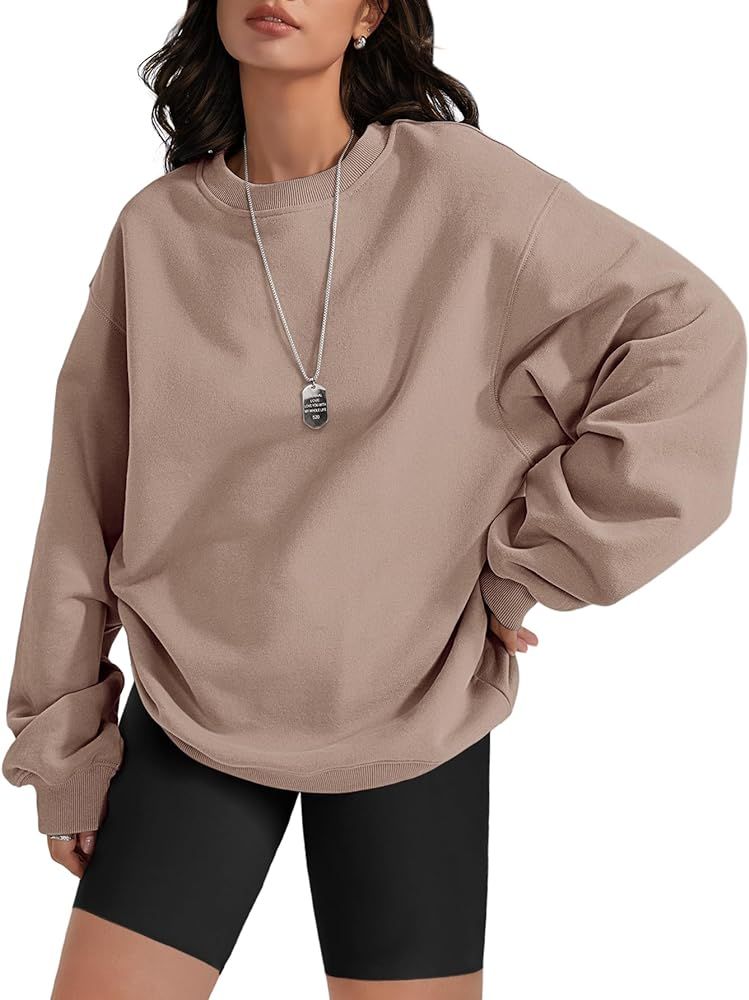 ATHMILE Oversized Sweatshirt for Women Crewneck Fleece Long Sleeve Pullover Hoodies Tops Fall Fashio | Amazon (US)