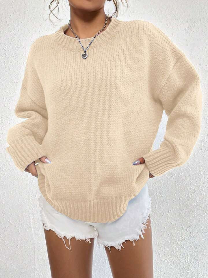 Loose Fit Casual Round Neck Long Sleeve Sweater | SHEIN