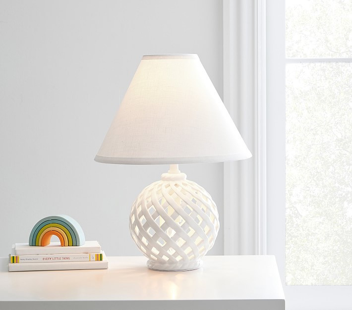 Ceramic Woven Lattice 3-Way Table Lamp | Pottery Barn Kids