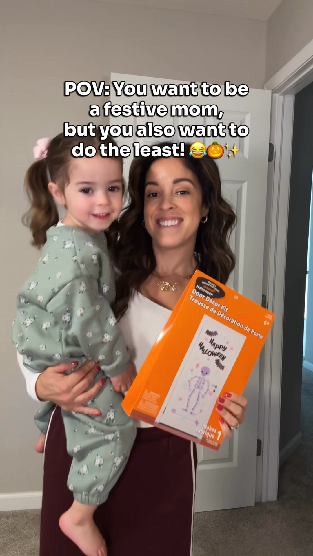 The best $5.99 I spent this week! 💁🏻‍♀️✨💀 

I love the idea of decorating the kids rooms for Halloween, but I don’t have the time or energy to do all that right now. Nor do I want to spend the money on it!

So I snagged this Halloween door decor kit from Michael’s for 40% off, and voila! 👏🏼 A little bit festive, without too much fuss!

Wes and I did hers together. It took about 30 min., but we had so much fun. I was surprised she was engaged the entire time. 

Pro tip - put the sticky dots on the door, then press down, then peel back the little paper and stick the foam pieces down. It’ll save you so much time. Trying to get the stickies on the foam first was a waste. I walked so you could run, lol!

#LTKKids #LTKmomlife #LTKSeasonal