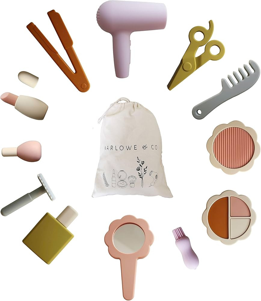Marlowe & Co Silicone Hair Salon and Makeup Kit for Toddlers and Children, 12 Piece Mess Free Pre... | Amazon (US)