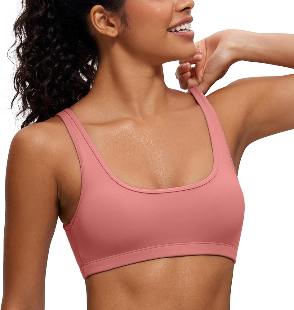 CRZ YOGA Butterluxe Mini Bra for Women - Scoop Neck Low Impact Wireless Sports Yoga Padded Workou... | Amazon (US)