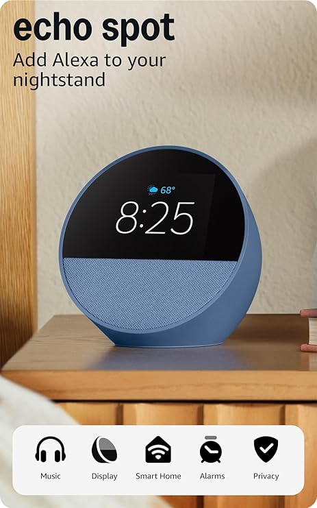 Amazon Echo Spot (newest model), Great for nightstands, offices and kitchens, Smart alarm clock, ... | Amazon (US)
