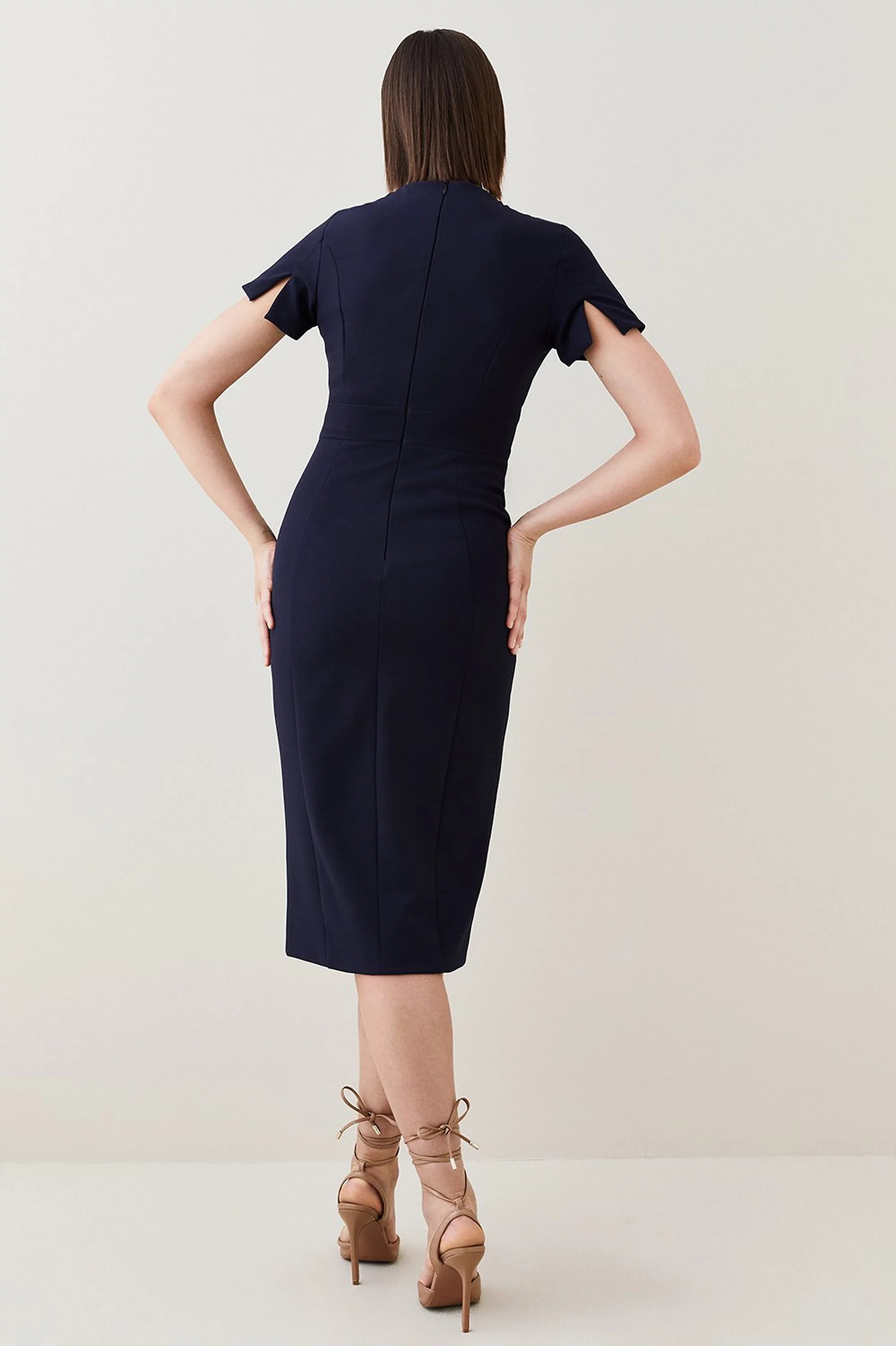 Tailored Stretch Notch Neck Pencil Midi Dress | Karen Millen US