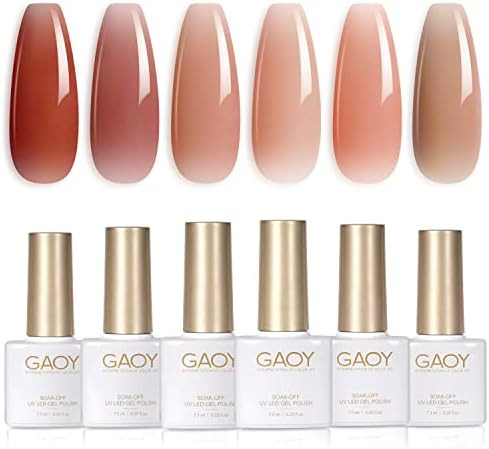 GAOY Icy Jelly Gel Nail Polish Set of 6 Colors Including Red Pink Nude Gel Polish Kit UV LED Soak... | Amazon (US)