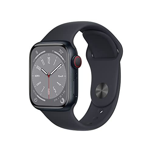Apple Watch Series 8 [GPS + Cellular 41mm] Smart Watch w/ Midnight Aluminum Case with Midnight Sport | Amazon (US)
