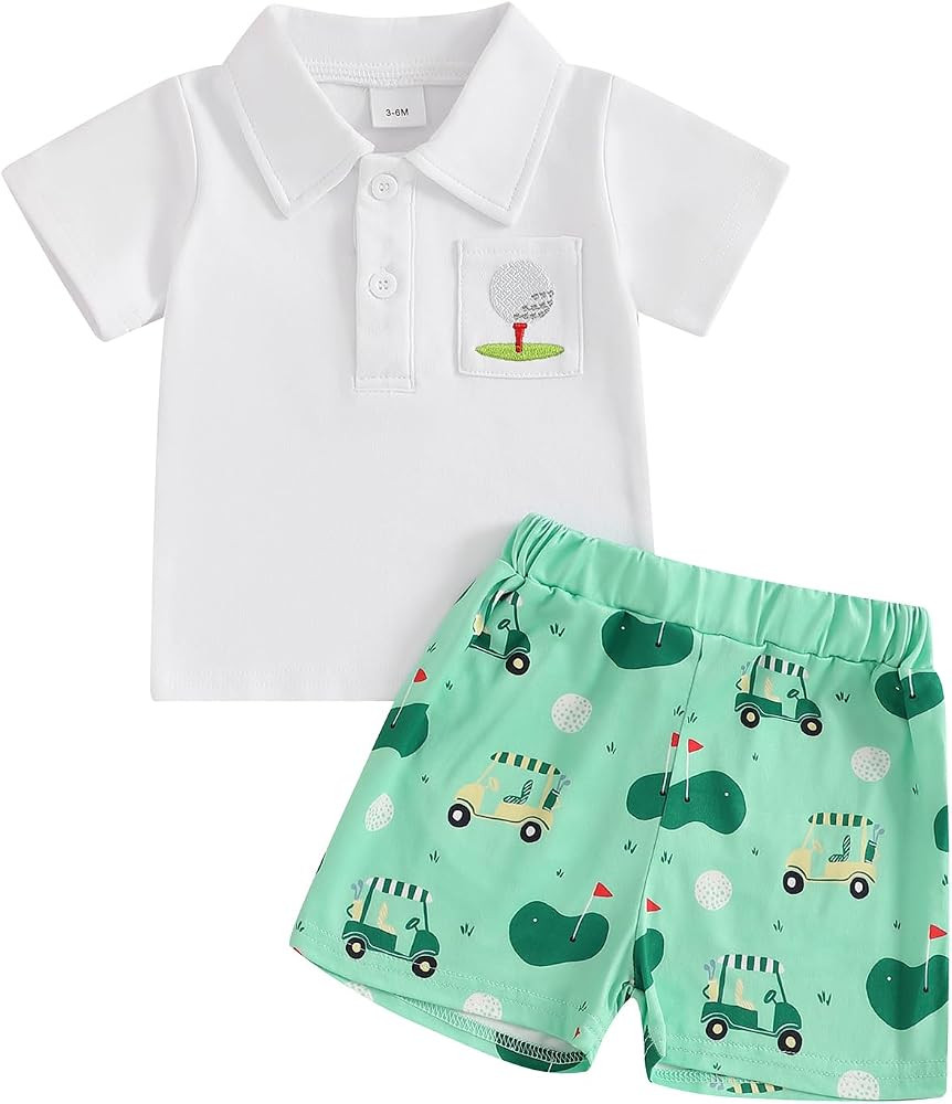 Bonangber Toddler Baby Boy Summer Clothes Golf Embroidery Short Sleeve Collared Polo T Shirt Plai... | Amazon (US)