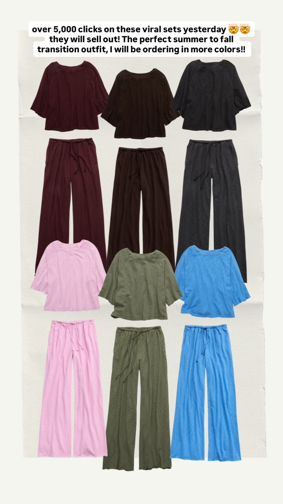 Viral aerie sets on sale! 
Top: L (could have done M
Pants: M (size down) 

Aerie outfit :) fall style

#LTKSaleAlert #LTKSeasonal #LTKMidsize