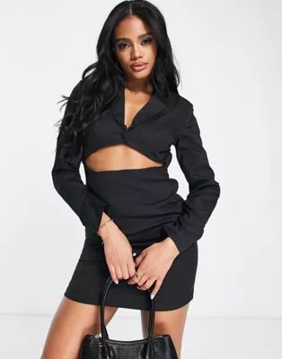 Unique21 cut out front blazer dress in black | ASOS (Global)