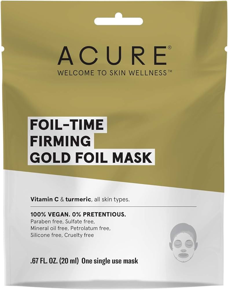 ACURE Foil Time Firming Gold Foil Mask Single, 0.67 Fl Oz | Amazon (US)