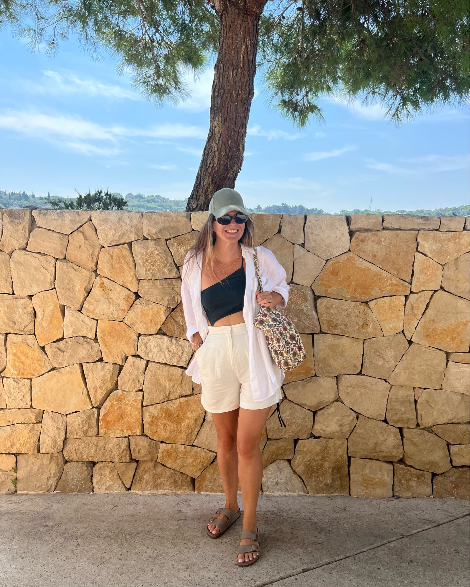 Summer beach Look. Torte bag is Sezane and swimsuit is Oysho #swimmsuit #linenshirt #cap #kaki #birkenstock #sezane #h&m 

#LTKSeasonal #LTKeurope #LTKswim