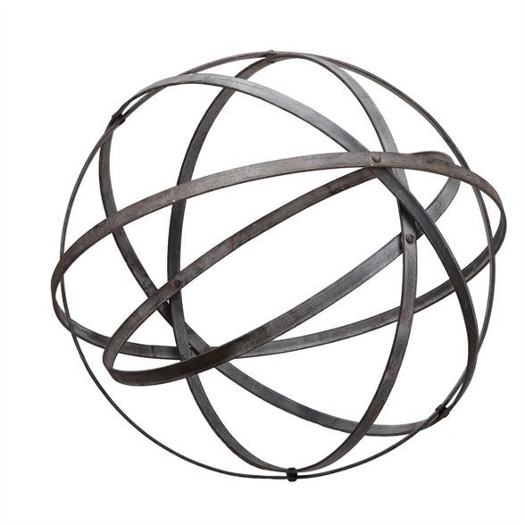 Large Distressed Black Metal Decorative Sphere Sculpture - Foreside Home & Garden | Target