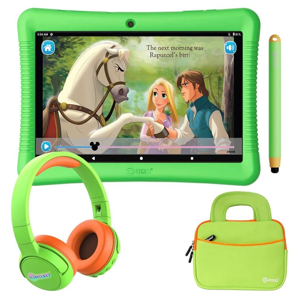 Contixo K102 10" Kids Tablet, Wireless Headphones and Tablet Bag | 64GB Storage, 80+ Disney eBook... | Walmart (US)