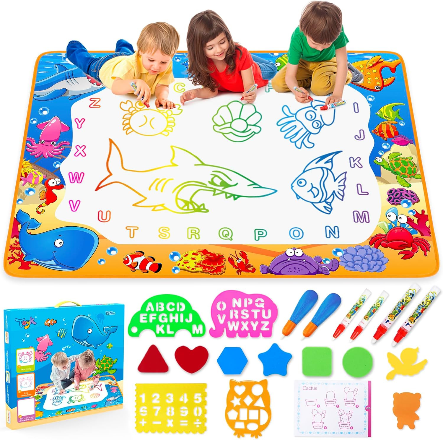 Water Doodle Mat - Kids Painting Writing Color Doodle Drawing Mat Toy Bring Magic Pens Educationa... | Amazon (US)