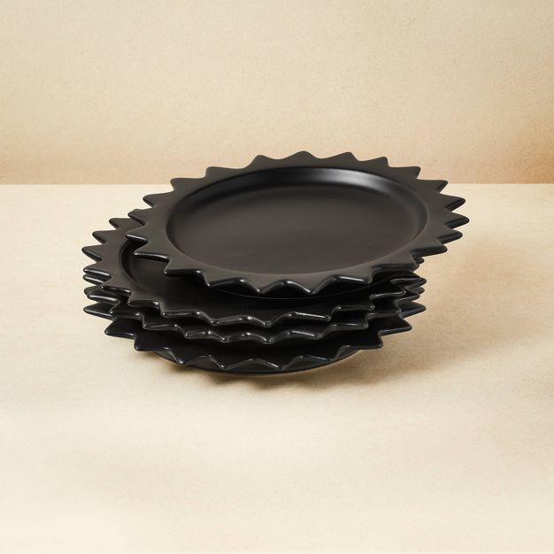 8" 4pk Stoneware Pointed Sun Salad Plates Black - Opalhouse™ designed with Jungalow™ | Target