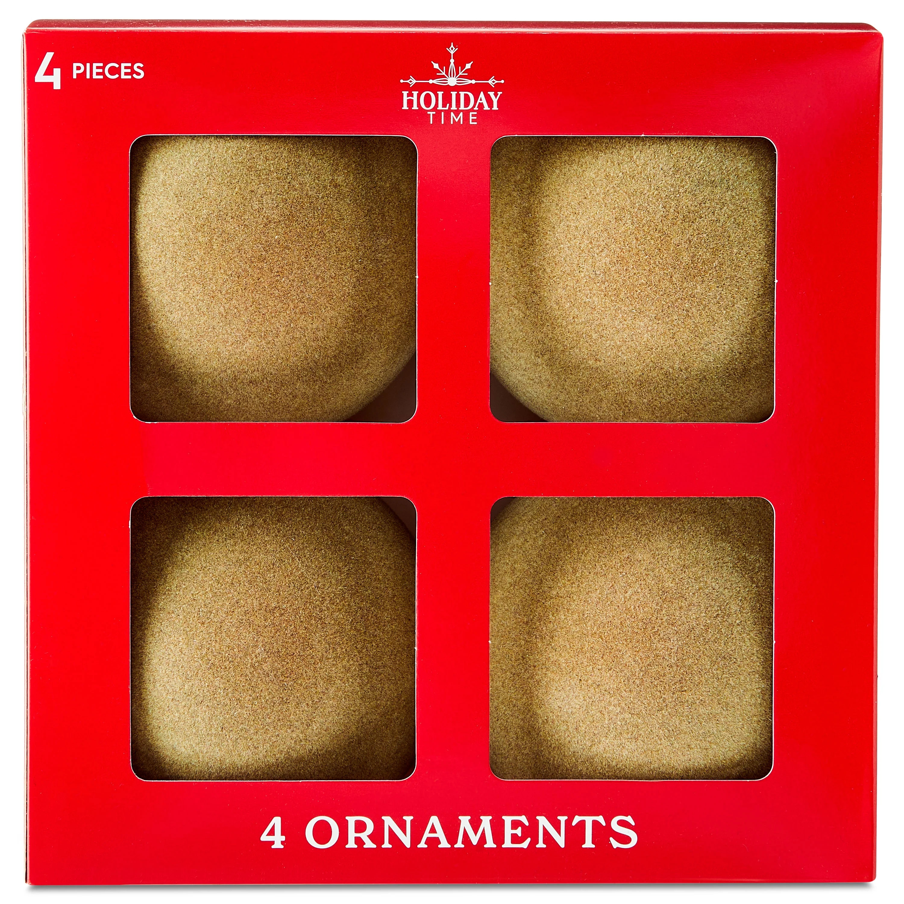 4 Count Beige Velvet-Feel Ball Christmas Ornaments, 4.5", by Holiday Time - Walmart.com | Walmart (US)