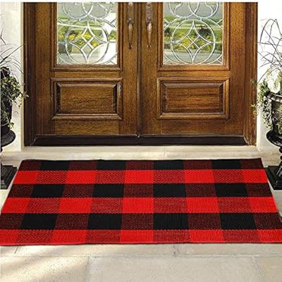 Buffalo Plaid Rug - YHOUSE Checkered Indoor/Outdoor Door Mat Outdoor Doormat for Front Porch/Kitc... | Amazon (US)