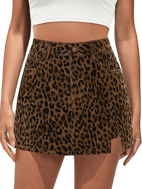 Skorts for Woman Leopard Cheetah Print Mini Skirt with Shorts High Waisted Trendy Cute Stretchy S... | Amazon (US)