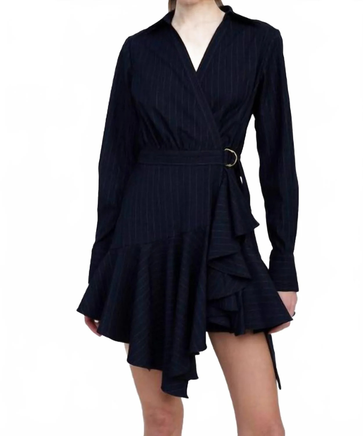 Prudence Surplice Mini Dress In Navy | Shop Simon