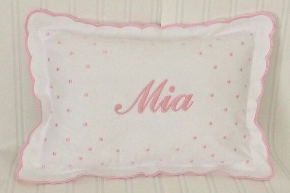 Monogrammed Baby Pillow Crib Nursery Pink Blue White Boudoir | Etsy (US)