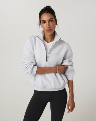 Vuori Restore Oversized Half Zip Jacket | Pale Grey Heather | XL | Vuori Clothing (US & Canada)