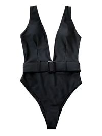 'Crew' Plunge Neck Belted Swimsuit (4 Colors) | Goodnight Macaroon