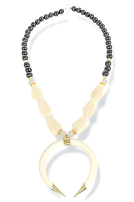 Knowing You Black Bead and White Pendant Necklace Black/White | The Willow Tree