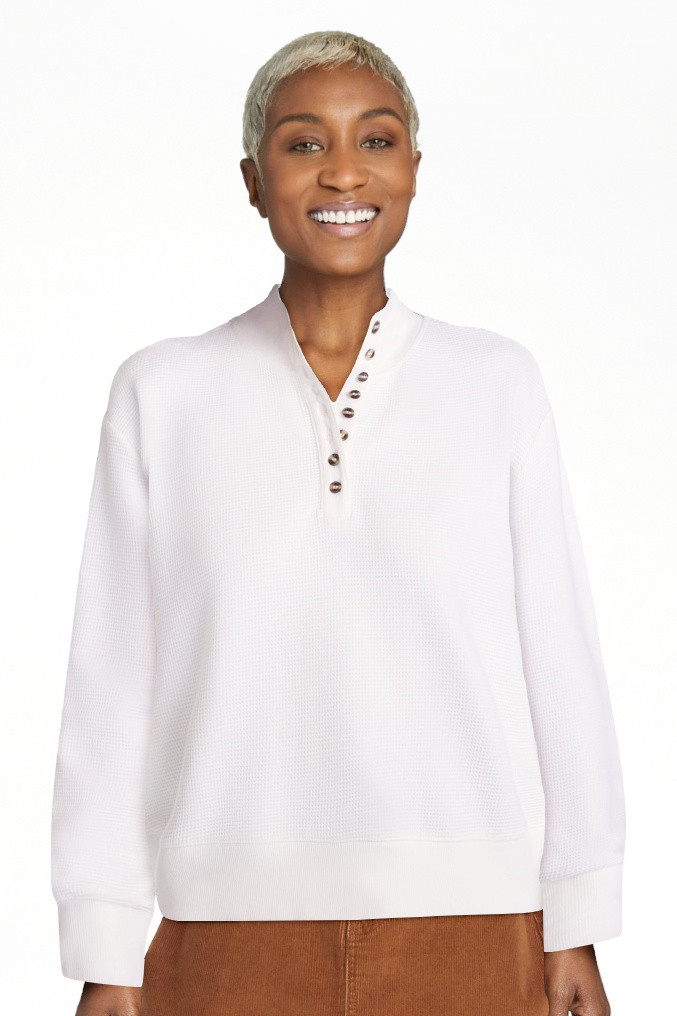 Scenario Women's and Women's Plus Waffle Knit Button Top with Long Sleeves, Sizes XS-4X | Walmart (US)