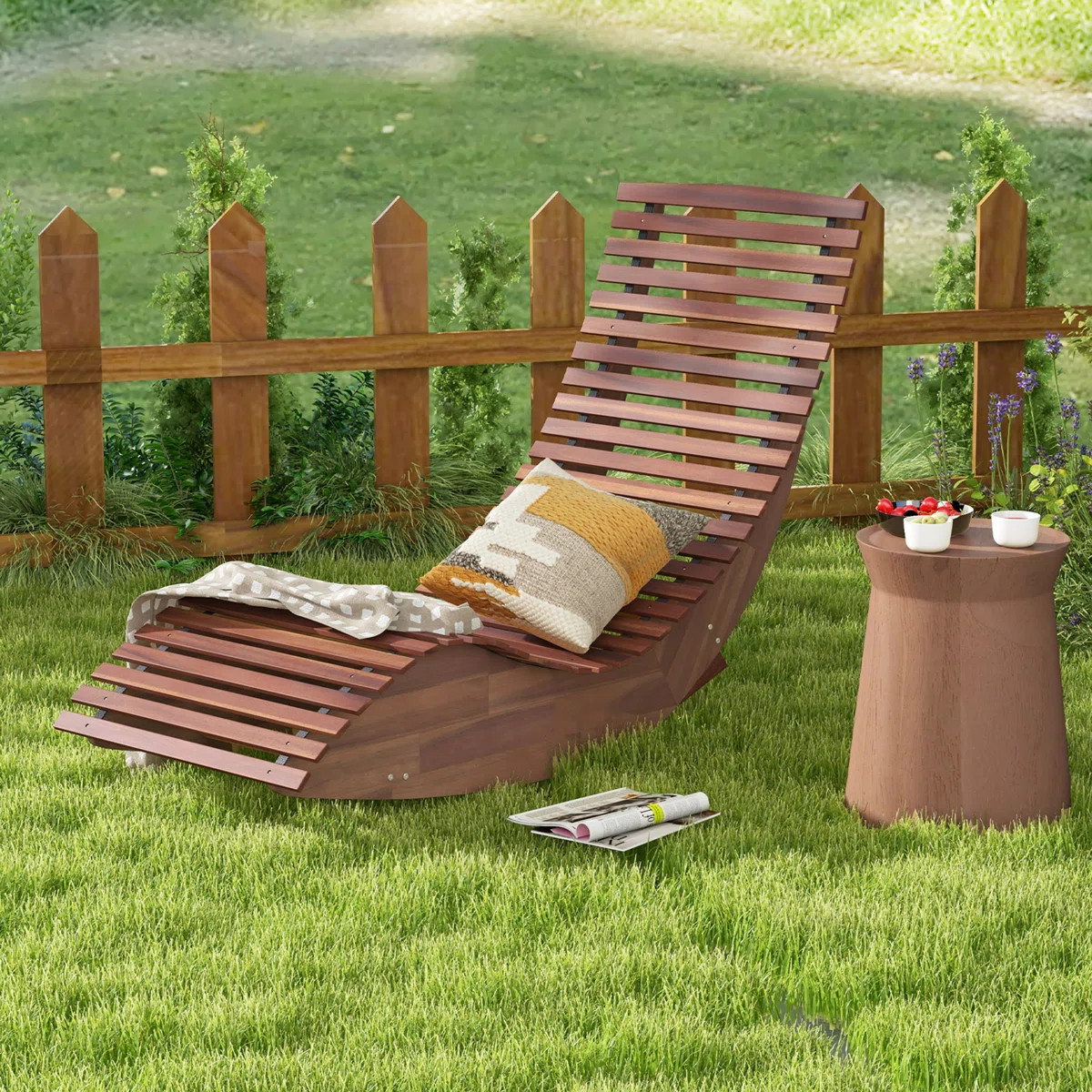Ashaad Outdoor Acacia Wood Chaise Lounge | Wayfair North America