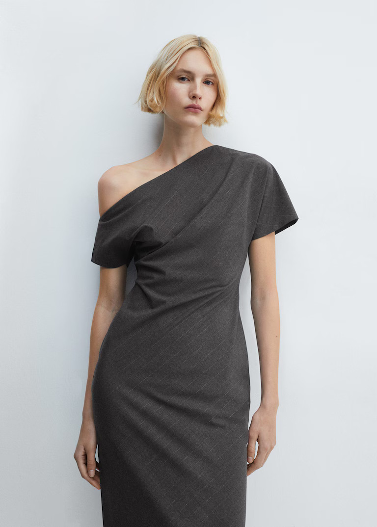 Asymmetrical dress with side slit -  Women | Mango United Kingdom | MANGO (UK)