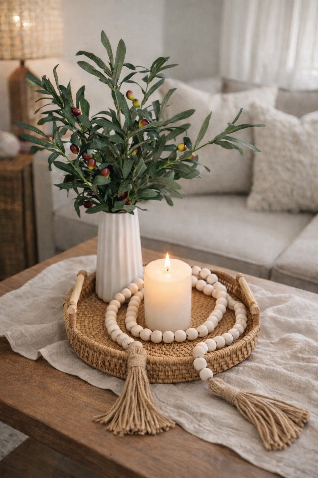 
A soft neutral tray moment 🤍
Natural textures, candlelight, and simple olive stems.

#LTKHome #LTKSeasonal #LTKspring