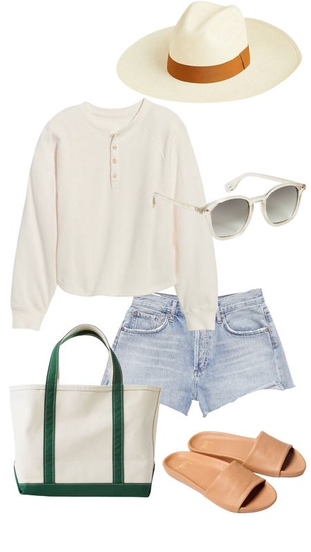 Styling the Henley sweater from summer into early fall. Love this for nights at the beach or boat rides!

Henley - runs big
best high rise denim shorts
My go to tote bag
comfiest tan slides (tts)

#LTKstyletip #LTKunder50 #LTKSeasonal