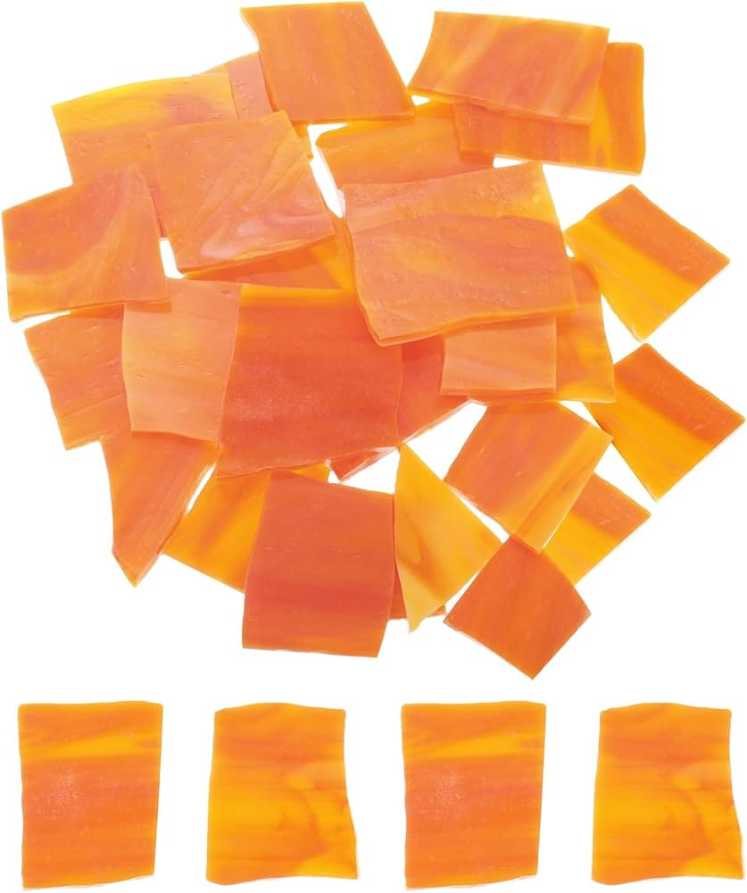 MECCANIXITY 200g Glass Mosaic Tiles for Craft, Stained Orange Series | Amazon (US)