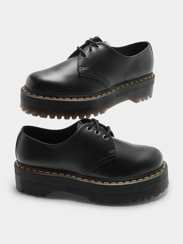 Unisex 1461 Quad Polished Platform Shoes in Black | Glue Store (Australia & NZ)